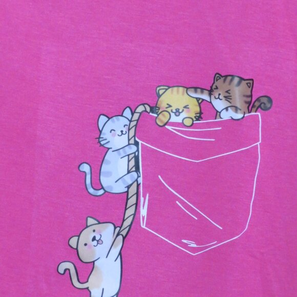 NWOT Pink CAT Tee Shirt Small (F66) - Picture 2 of 4